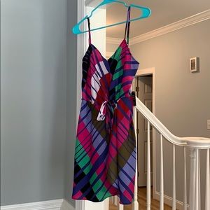 Express multicolor front tie dress. Size large.